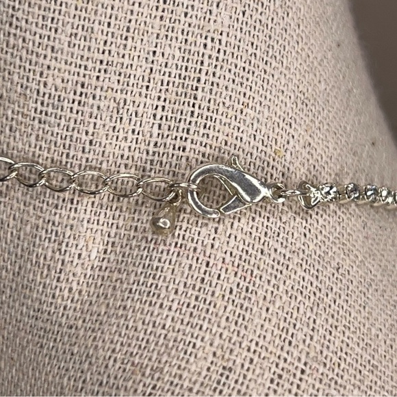 RHINESTONE SILVER NECKLACE WEDDING EVENT GIFT FORMAL PAGEANT - Picture 7 of 7